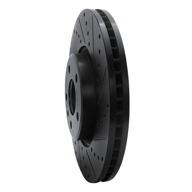 Audi A4 Brake Rotor (1) - Front Right - R1 Concepts - Drilled & Slotted - Black - `11-`17